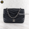 Chanel Black Chevron Flap Bag Leather